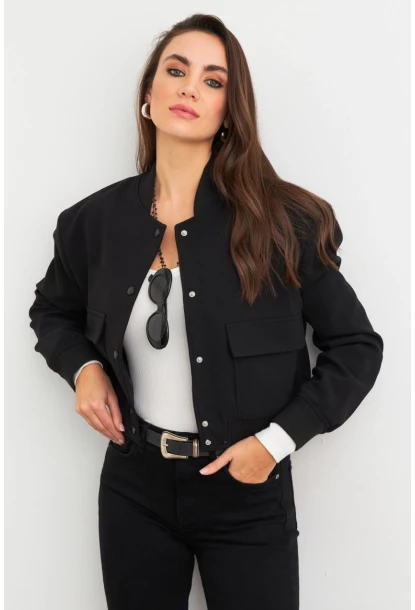Kadın Siyah Bomber Ceket QRS8375