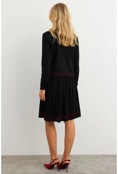 Kadın Siyah-Bordo Triko Ceket Takım SF2557