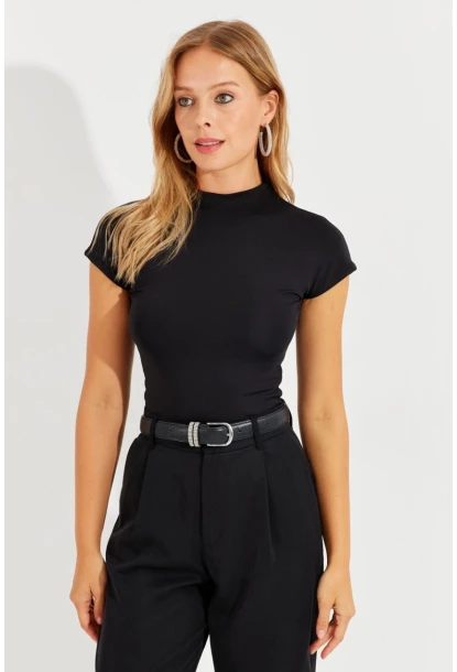 Kadın Siyah Dalgıç Bluz EY2564