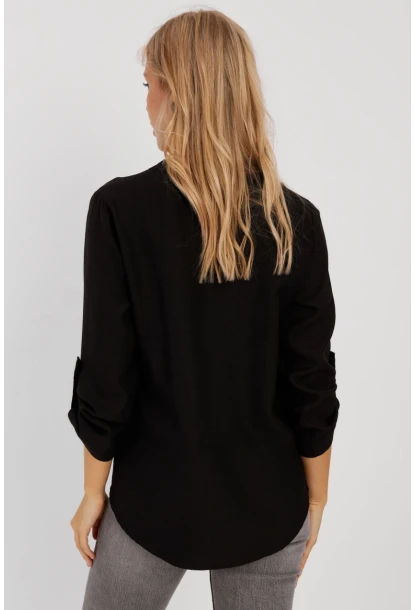 Kadın Siyah Düğmeli Bluz BR1320
