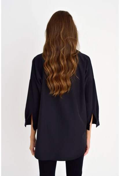 Kadın Siyah Fermuarlı Gömlek DY25580