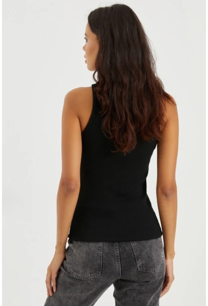 Kadın Siyah Halter Yaka Kaşkorse Bluz EY1454