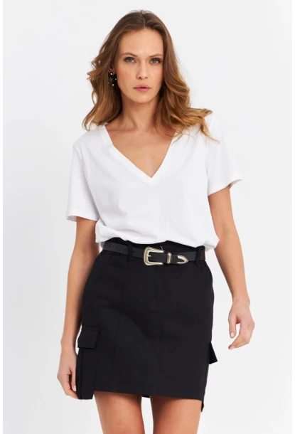 Kadın Siyah Kargo Mini Etek NH798