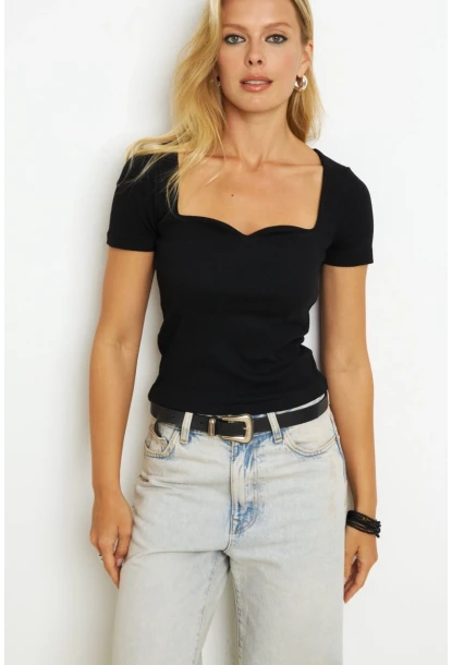 Kadın Siyah Kaşkorse Bluz AYD325