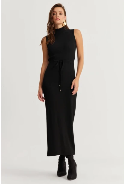 Kadın Siyah Kaşkorse Maxi Elbise EY2924