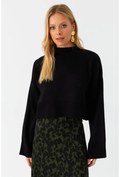 Kadın Siyah Kısa Kazak YİL559