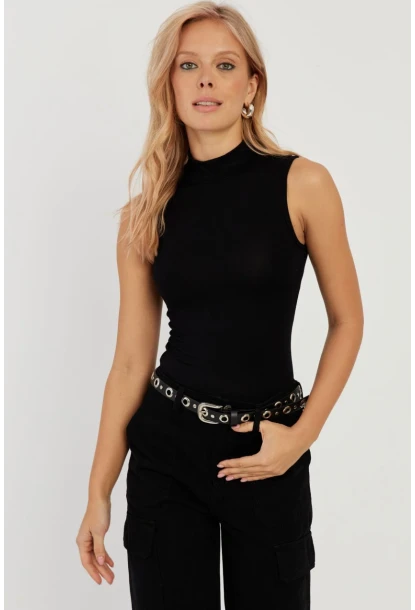 Kadın Siyah Kolsuz Bluz LPP1260