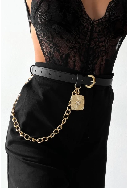 Kadın Siyah Köstek Detaylı Kemer BE649