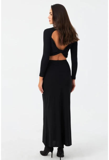 Kadın Siyah Maxi Etek RX445