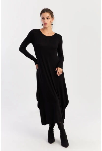 Kadın Siyah Midi Elbise LPP1272