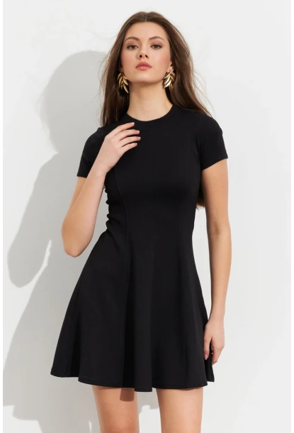 Kadın Siyah Mini Çan Elbise DMR456