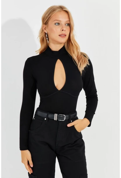 Kadın Siyah Önü Damla Bluz LPP1239