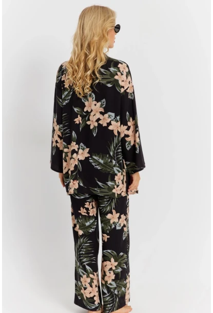 Kadın Siyah-Pudra Desenli Alt Üst Takım  GÇ168