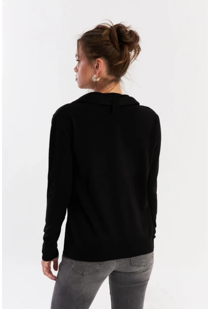 Kadın Siyah Şal Aksesuarlı Triko Bluz YV286