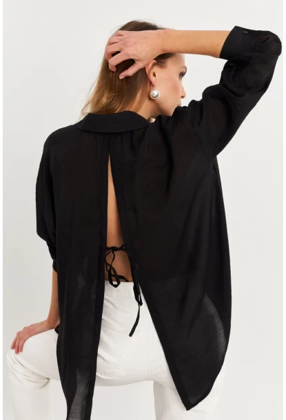 Kadın Siyah Sırtı Açık Gömlek MOD2369-90