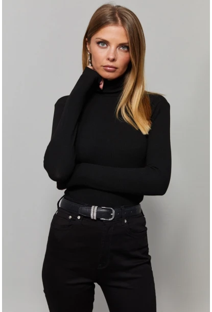 Kadın Siyah Sırtı V Balıkçı Bluz EY1106