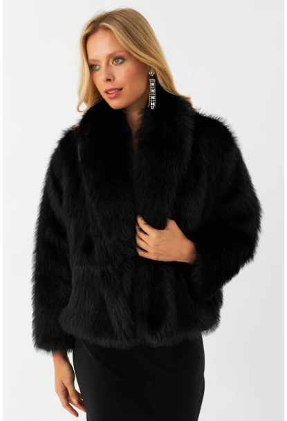 Kadın Siyah Suni Kürk ELT1227