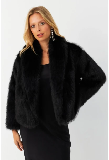 Kadın Siyah Suni Kürk ELT1227