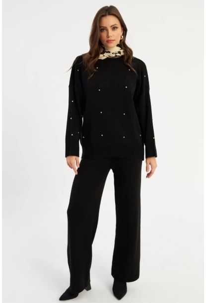 Kadın Siyah Taşlı Alt Üst Takım MYİL10