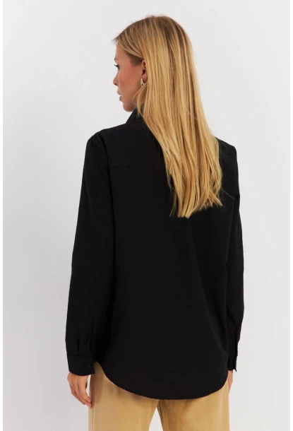 Kadın Siyah Taşlı Gömlek MZER412