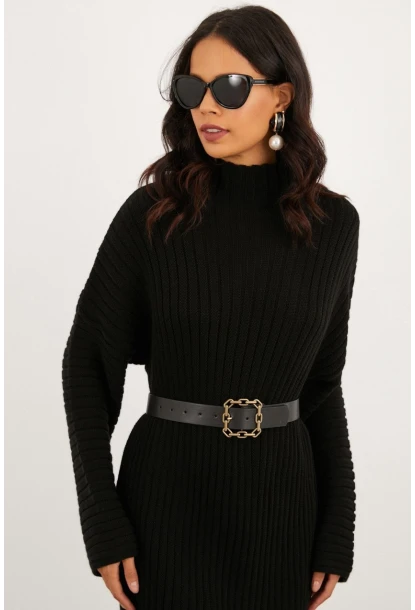 Kadın Siyah Tokalı Kemer BE589