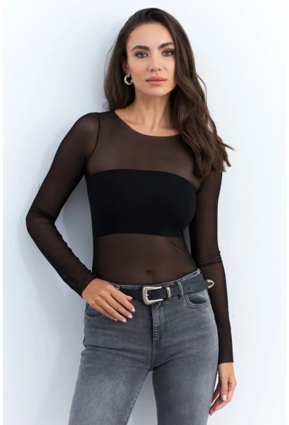 Kadın Siyah Transparan Bluz CY350