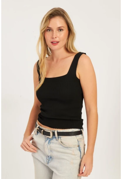 Kadın Siyah Triko Bluz SMT224