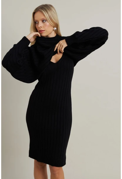 Kadın Siyah Triko İkili Takım ELT12014