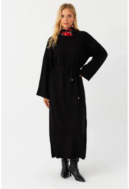 Kadın Siyah Triko Maxi Elbise MTC3367