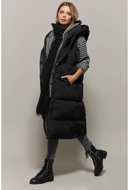 Kadın Siyah Uzun Şişme Yelek DAF05