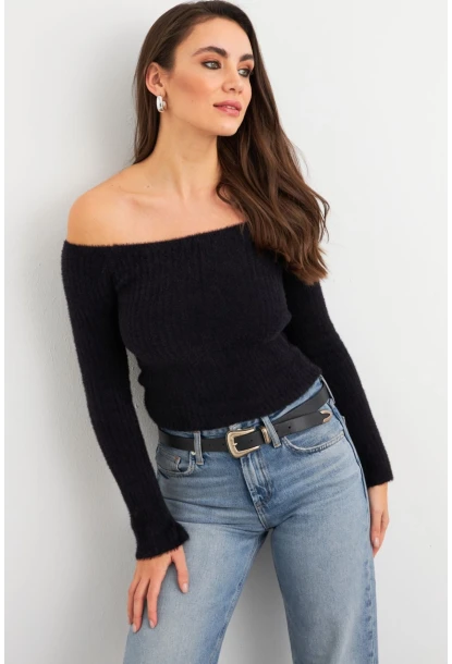 Kadın Siyah Yumuşak Dokulu Bluz SE7