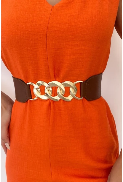 Kadın Taba Zincirli Lastikli Kemer BE639