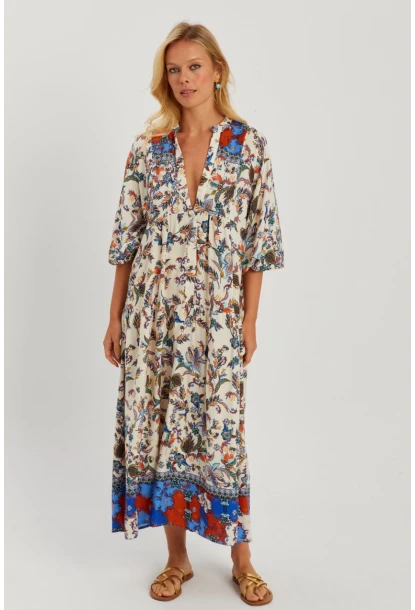 Kadın Taş Desenli Salaş Maxi Elbise GÇ166