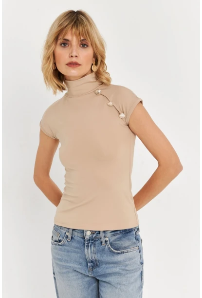 Kadın Taş Düğme Detaylı Bluz EY3027