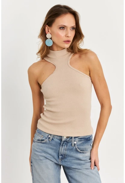 Kadın Taş Halter Yaka Kaşkorse Bluz EY1454