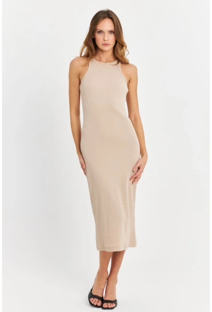 Kadın Taş Kolsuz Kaşkorse Midi Elbise EY3049