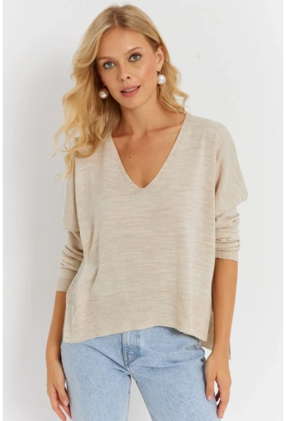 Kadın Taş Önü Kısa Triko Kazak YİL551