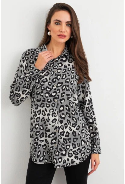 Kadın Taş-Siyah Desenli Gömlek MASF227