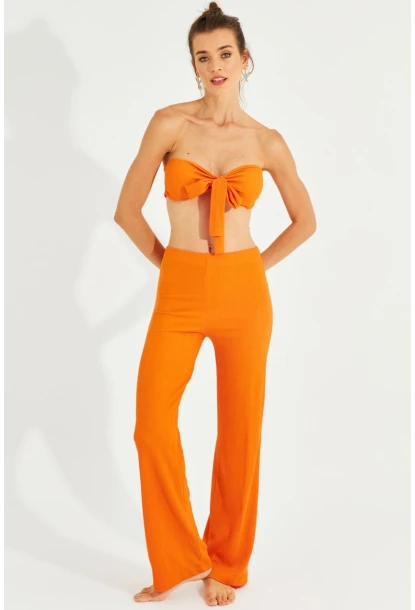 Kadın Turuncu Büstiyerli Pantolon Takım YEL221225