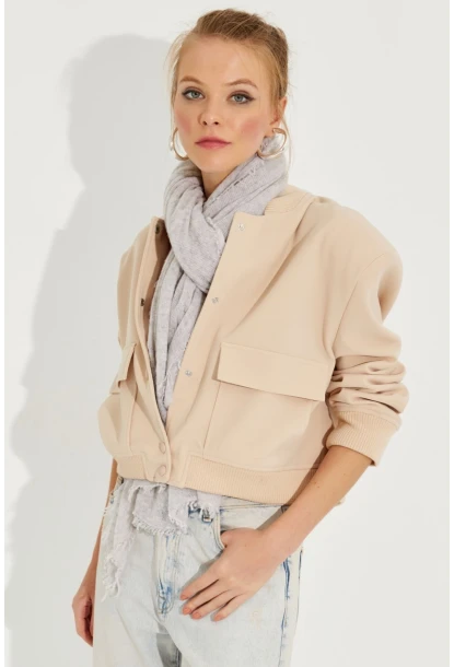 Kadın Vanilya Bomber Ceket QRS8375