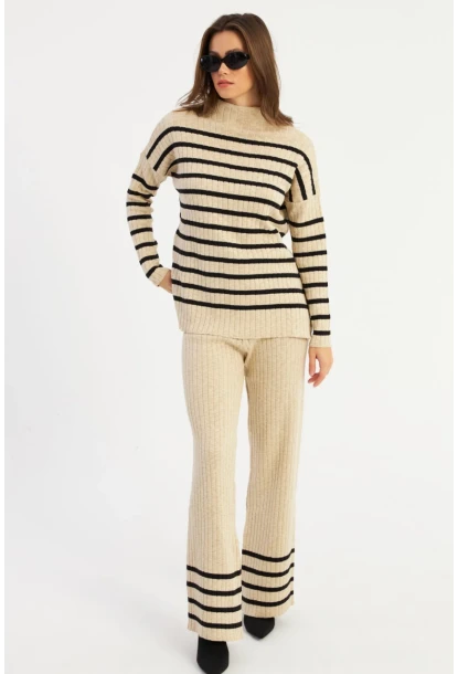 Kadın Vanilya Çizgili Alt Üst Takım MYİL11