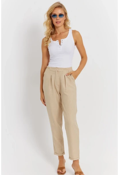 Kadın Vanilya Keten Pantolon DMR340