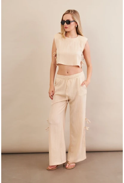 Kadın Vanilya Omuzları Vatkalı Alt Üst Takım KED002