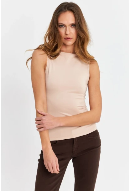 Kadın Vanilya Sırt Dekolteli Bluz TF71