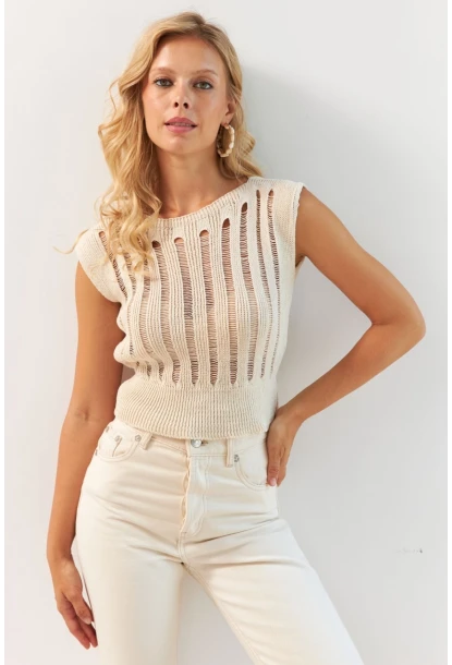 Kadın Vanilya Triko Bluz MP20149