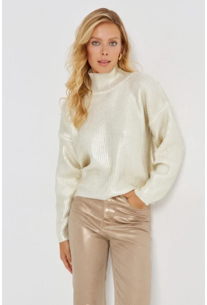 Kadın Vanilya Varakli Triko Bluz SF2530