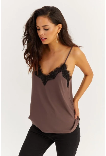 Kadın Vizon Desenli Dantelli Atlet LPP50081