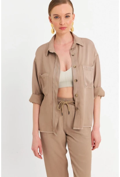 Kadın Vizon Tensel Gömlek SUN202