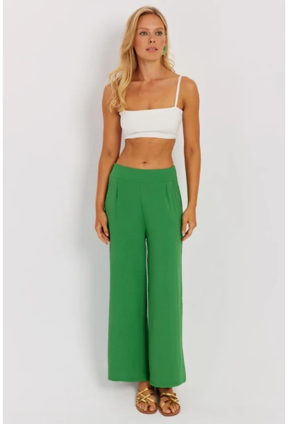 Kadın Yeşil Beli Lastikli Pantolon J23434