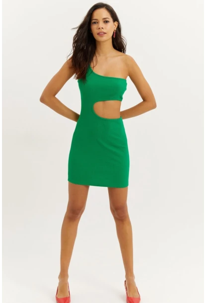 Kadın Yeşil Dekolteli Mini Elbise B1817